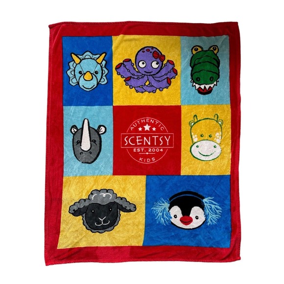 Scentsy Buddy Blanket Red Yellow Blue Animal Characters 2016 Baby Kids Lovey